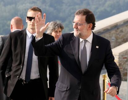 Acting Spanish PM Mariano Rajoy at a EU summit in Bratislava.