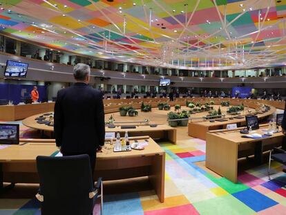 Los jefes de gobierno de la UE, en la cumbre de ayer. 