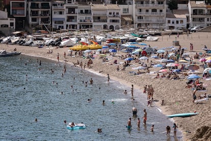 Turistas y bañistas en la playa de Sa Riera de Begur, a principios de este mes de agosto.