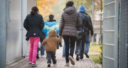 Un grupo de refugiados en un centro de deportación en Bamberg, Alemania.
