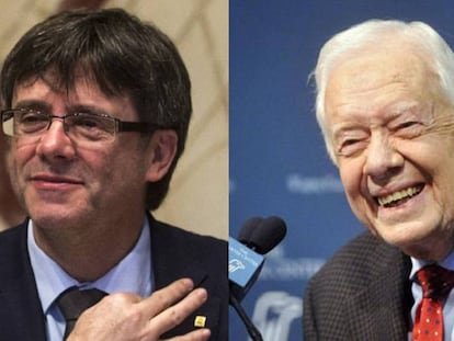 Carles Puigdemont (left) and Jimmy Carter.