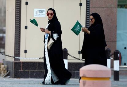 Mujeres saud&iacute;es durante el d&iacute;a nacional, el viernes