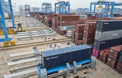 La terminal de contenedores de Qianwan, en el puerto de Qingdao.