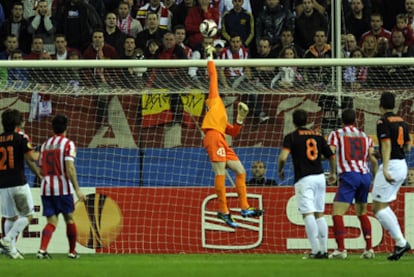 Parada de De Gea al final del encuentro ante el Valencia