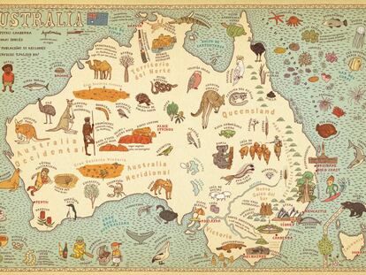 Mapa de Australia del libro 'Atlas del mundo' (Maeva).
