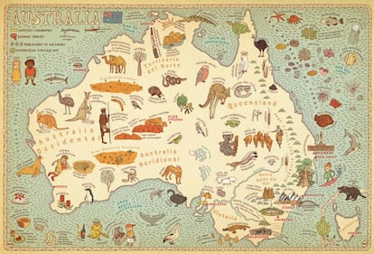 Mapa de Australia del libro 'Atlas del mundo' (Maeva).