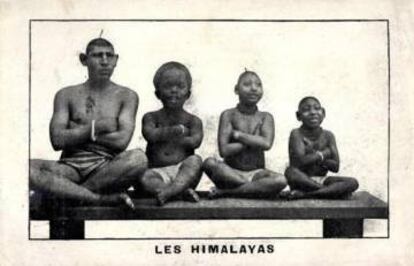 Imatgen publicitària de la tribu Himalaya, venuda com una espècie entre l'home i el mono.