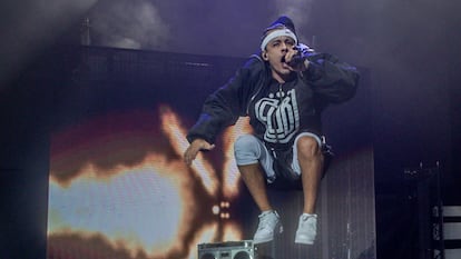 Trueno, durante su concierto de anoche en Movistar Arena.