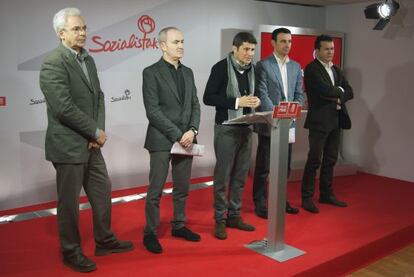 Desde la izquierda, Totorika, García, Ramos, Torres y Martínez, durante su comparecencia.