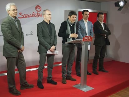 Desde la izquierda, Totorika, García, Ramos, Torres y Martínez, durante su comparecencia.