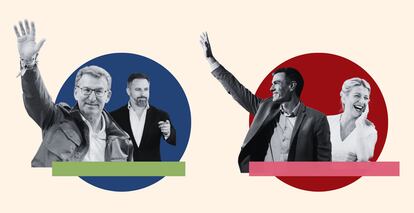 Alberto Núñez Feijóo (PP), Santiago Abascal (Vox), Pedro Sánchez (Psoe), Yolanda Díaz (Sumar).