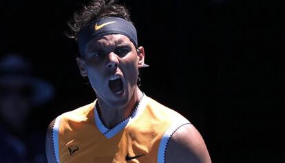 Nadal celebra un punto durante el partido contra Duckworth.