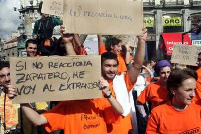 Protesta de investigadores precarios en Madrid.