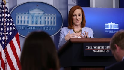 La portavoz de la Casa Blanca, Jen Psaki, este viernes durante su conferencia de prensa diaria.