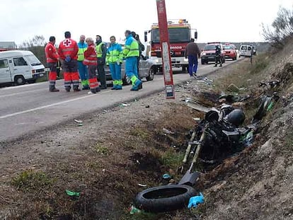 Lugar donde perdió ayer la vida un motorista tras el choque con una furgoneta.