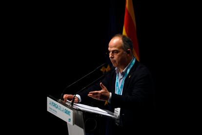 El secretario general de JxCat, Jordi Turull, durante su intervención en la reunión del consejo nacional del partido, el sábado.