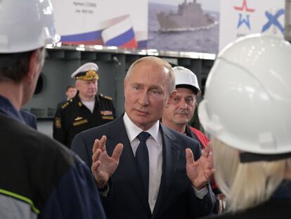 El presidente ruso, Vladímir Putin, en Kerch, en la península ucrania de Crimea, este lunes.