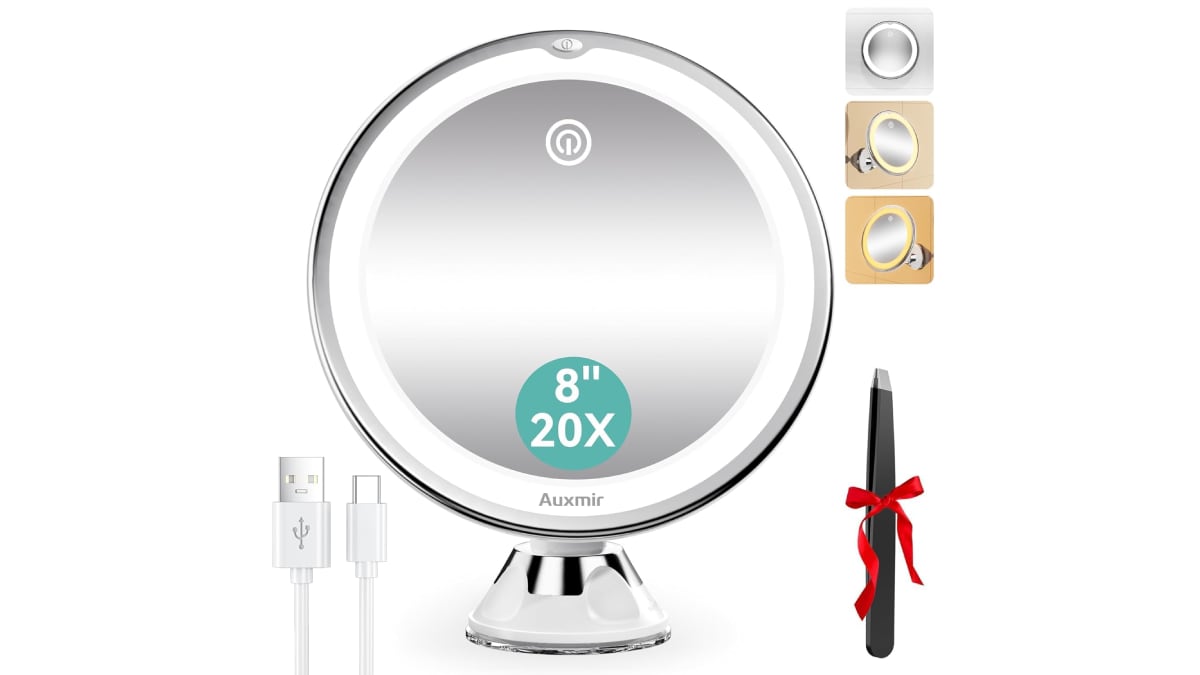 Espejo de maquillaje con luz led y USB-C.