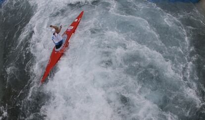 El eslovaco Michal Martikan en la semifinal de slalom.