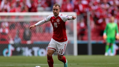 Eriksen, durante el duelo ante Finlandia, el pasado sábado.