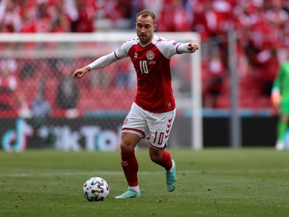 Eriksen, durante el duelo ante Finlandia, el pasado sábado.