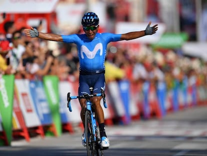 Nairo Quintana en una etapa de la Vuelta a España, el pasado agosto, cuando todavía corría con el Movistar.