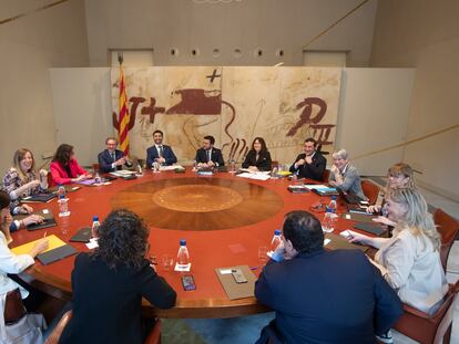 Reunión del Gobierno catalán, ayer martes.