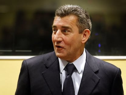 El exgeneral croata Ante Gotovina en la vista de apelaci&oacute;n del Tribunal de Yugoslavia, hoy en La Haya. 