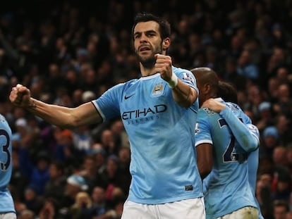 Negredo celebra su gol frente al Liverpool.