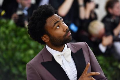 Donald Glover, o ator e cantor que dá vida a Childish Gambino, na cerimônia do MET 2018