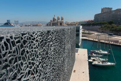 Fachada del MUCEM (Museo de la Civilización Europea y del Mediterráneo), en Marsella.