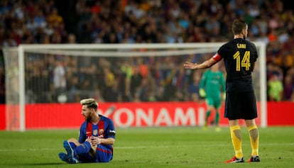 Messi last night at Barcelona's Camp Nou.