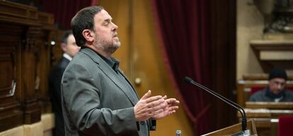 Intervencion del Vicepresidente y Consejero de Economia y Hacienda, Oriol Junqueras en el pleno del Parlament.