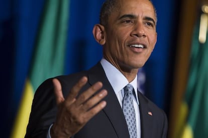 Obama, durante sus delcaraciones en Etiop&iacute;a el lunes.