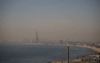 Barcelona under a haze of pollution in February.