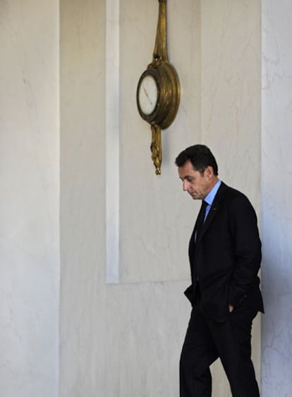 Nicolas Sarkozy, en el palacio del Elíseo, tras un reunión ministerial.