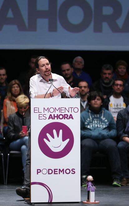 Pablo Iglesias ha sido interrumpido varias veces durante su discurso por los aplausos de los asistentes.