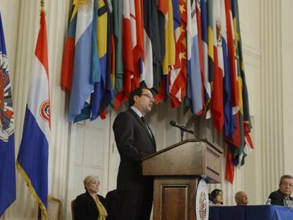 El presidente de Paraguay, Federico Franco, durante su intervención ante la OEA.