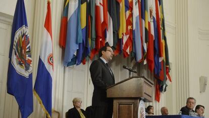 El presidente de Paraguay, Federico Franco, durante su intervención ante la OEA.