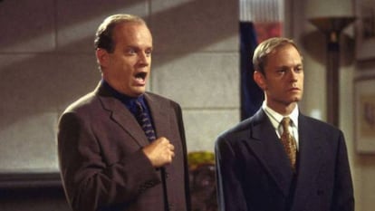 Kelsey Grammer y David Hyde Pierce, como Frasier y Niles Crane en la famosa comedia.