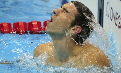 Michael Phelps tras ganar la final de los 100m mariposa.