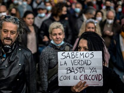 Manifestación de negacionistas de la covid-19, el pasado 7 de noviembre en Madrid.