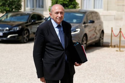 El ministro del Interior, G&eacute;rard Collomb, tras presentar la ley antiterrorista en el Consejo de Ministros