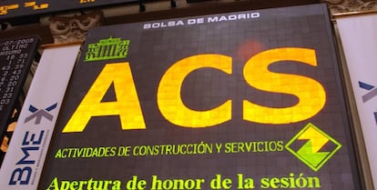 Cartel de Bolsa de ACS. 