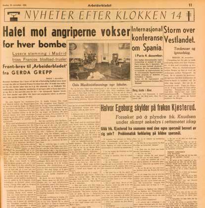 Crónica en primera plana de Greta Grepp desde el frente de la Guerra Civil en España.