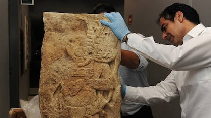 La estela de La Mar llega al Museo Nacional de Antropología en Ciudad de México.