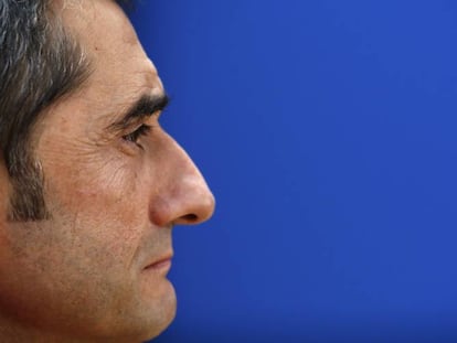 Valverde, durante la rueda de prensa antes del Murcia.