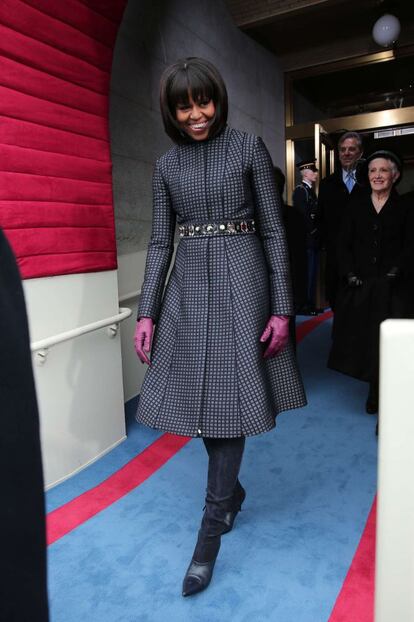 Michelle Obama llega a El Capitolio para asistir a la toma de posesión de su marido.