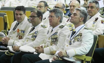 Parte de la cúpula policial el día de su patrón, el pasado 24 de junio.