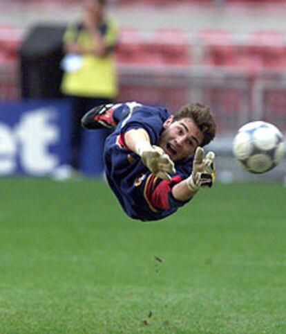 Casillas, durante un entrenamiento con la selección.